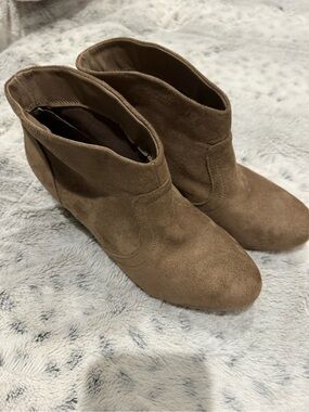 Charlotte Russe Tan Suede Ankle Booties